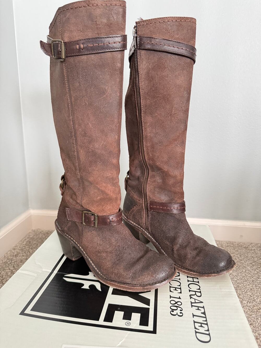 Frye Carmen 14L Dark Brown Leather Riding Boots Women’s 7.5